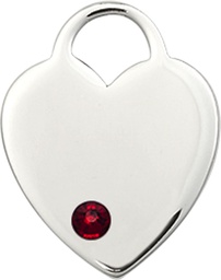 [3200SS-STN1] Sterling Silver Heart Medal with a 3mm Garnet Swarovski stone