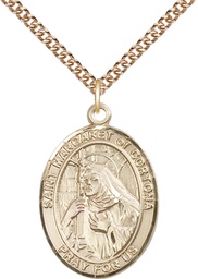 [7301GF/24GF] 14kt Gold Filled Saint Margaret of Cortona Pendant on a 24 inch Gold Filled Heavy Curb chain