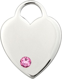 [3200SS-STN10] Sterling Silver Heart Medal with a 3mm Rose Swarovski stone