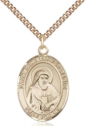 [7302GF/24GF] 14kt Gold Filled Saint Bede the Venerable Pendant on a 24 inch Gold Filled Heavy Curb chain