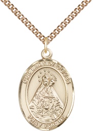 [7303GF/24GF] 14kt Gold Filled Our Lady of Olives Pendant on a 24 inch Gold Filled Heavy Curb chain