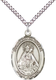 [7303SS/24SS] Sterling Silver Our Lady of Olives Pendant on a 24 inch Sterling Silver Heavy Curb chain