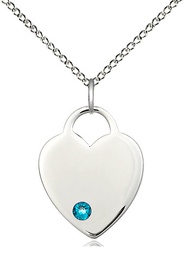 [3200SS-STN12/18SS] Sterling Silver Heart Pendant with a 3mm Zircon Swarovski stone on a 18 inch Sterling Silver Light Curb chain