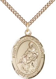 [7304GF/24GF] 14kt Gold Filled Saint Thomas of Villanova Pendant on a 24 inch Gold Filled Heavy Curb chain
