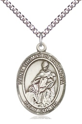 [7304SS/24SS] Sterling Silver Saint Thomas of Villanova Pendant on a 24 inch Sterling Silver Heavy Curb chain