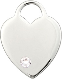 [3200SS-STN4] Sterling Silver Heart Medal with a 3mm Crystal Swarovski stone