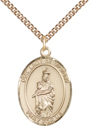 [7306GF/24GF] 14kt Gold Filled Our Lady of Victory Pendant on a 24 inch Gold Filled Heavy Curb chain