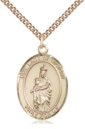 [7306GF/24GF] 14kt Gold Filled Our Lady of Victory Pendant on a 24 inch Gold Filled Heavy Curb chain