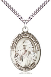[7308SS/24SS] Sterling Silver Saint Finnian of Clonard Pendant on a 24 inch Sterling Silver Heavy Curb chain