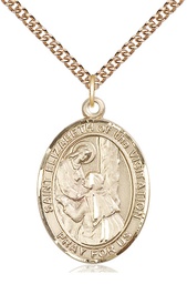 [7311GF/24GF] 14kt Gold Filled Saint Elizabeth of the Visitation Pendant on a 24 inch Gold Filled Heavy Curb chain