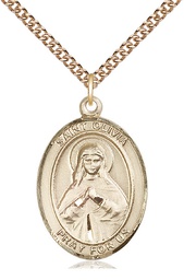 [7312GF/24GF] 14kt Gold Filled Saint Olivia Pendant on a 24 inch Gold Filled Heavy Curb chain