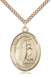 [7314GF/24GF] 14kt Gold Filled Saint Zoe of Rome Pendant on a 24 inch Gold Filled Heavy Curb chain