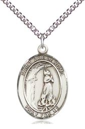 [7314SS/24SS] Sterling Silver Saint Zoe of Rome Pendant on a 24 inch Sterling Silver Heavy Curb chain