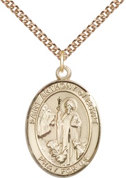 [7317GF/24GF] 14kt Gold Filled Saint Anthony of Egypt Pendant on a 24 inch Gold Filled Heavy Curb chain