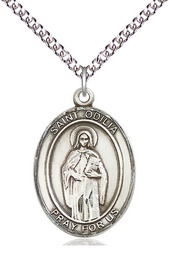 [7319SS/24SS] Sterling Silver Saint Odilia Pendant on a 24 inch Sterling Silver Heavy Curb chain