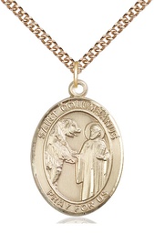 [7321GF/24GF] 14kt Gold Filled Saint Columbanus Pendant on a 24 inch Gold Filled Heavy Curb chain