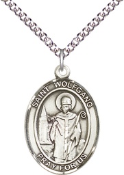 [7323SS/24SS] Sterling Silver Saint Wolfgang Pendant on a 24 inch Sterling Silver Heavy Curb chain