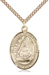 [7324GF/24GF] 14kt Gold Filled Saint Edburga of Winchester Pendant on a 24 inch Gold Filled Heavy Curb chain