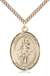 [7325GF/24GF] 14kt Gold Filled Saint Cornelius Pendant on a 24 inch Gold Filled Heavy Curb chain