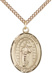 [7331GF/24GF] 14kt Gold Filled Saint Matthias the Apostle Pendant on a 24 inch Gold Filled Heavy Curb chain