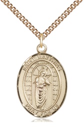 [7331GF/24GF] 14kt Gold Filled Saint Matthias the Apostle Pendant on a 24 inch Gold Filled Heavy Curb chain