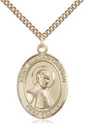 [7333GF/24GF] 14kt Gold Filled Saint Edmund Campion Pendant on a 24 inch Gold Filled Heavy Curb chain