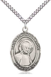 [7333SS/24SS] Sterling Silver Saint Edmund Campion Pendant on a 24 inch Sterling Silver Heavy Curb chain