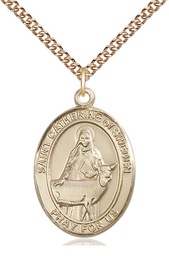 [7336GF/24GF] 14kt Gold Filled Saint Catherine of Sweden Pendant on a 24 inch Gold Filled Heavy Curb chain