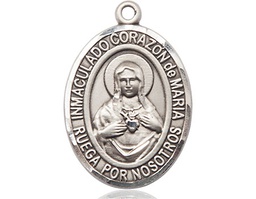 [7337SPSS] Sterling Silver Corazon Inmaculado de Maria Medal