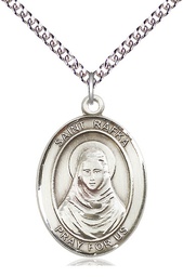 [7338SS/24SS] Sterling Silver Saint Rafka Pendant on a 24 inch Sterling Silver Heavy Curb chain