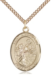 [7339GF/24GF] 14kt Gold Filled Saint Nimatullah Pendant on a 24 inch Gold Filled Heavy Curb chain