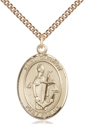 [7340GF/24GF] 14kt Gold Filled Saint Clement Pendant on a 24 inch Gold Filled Heavy Curb chain