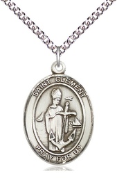 [7340SS/24SS] Sterling Silver Saint Clement Pendant on a 24 inch Sterling Silver Heavy Curb chain