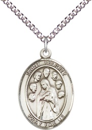 [7341SS/24SS] Sterling Silver Saint Felicity Pendant on a 24 inch Sterling Silver Heavy Curb chain