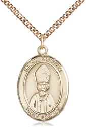 [7342GF/24GF] 14kt Gold Filled Saint Anselm of Canterbury Pendant on a 24 inch Gold Filled Heavy Curb chain