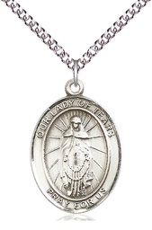 [7346SS/24SS] Sterling Silver Our Lady of Tears Pendant on a 24 inch Sterling Silver Heavy Curb chain