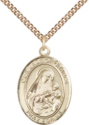 [7347GF/24GF] 14kt Gold Filled Our Lady of Grapes Pendant on a 24 inch Gold Filled Heavy Curb chain