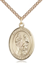 [7348GF/24GF] 14kt Gold Filled Saint Joachim Pendant on a 24 inch Gold Filled Heavy Curb chain