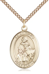 [7349GF/24GF] 14kt Gold Filled Saint Giles Pendant on a 24 inch Gold Filled Heavy Curb chain