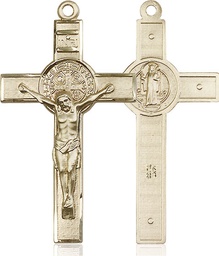 [0645KT] 14kt Gold Saint Benedict Crucifix Medal
