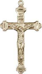 [0658KT] 14kt Gold Crucifix Medal