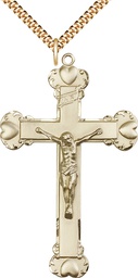 [0660GF/24G] 14kt Gold Filled Crucifix Pendant on a 24 inch Gold Plate Heavy Curb chain