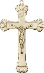[0660KT] 14kt Gold Crucifix Medal