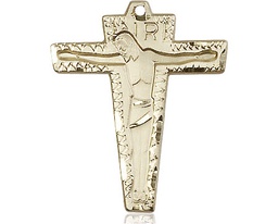 [0661KT] 14kt Gold Primative Crucifix Medal
