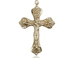 [0662KT] 14kt Gold Crucifix Medal