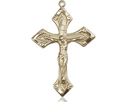[0663KT] 14kt Gold Crucifix Medal