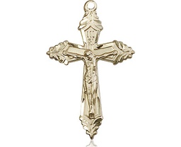 [0665KT] 14kt Gold Crucifix Medal