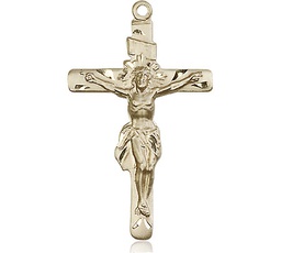 [0668KT] 14kt Gold Crucifix Medal