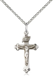 [0669SS/18SS] Sterling Silver Crucifix Pendant on a 18 inch Sterling Silver Light Curb chain