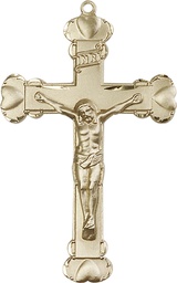 [0670KT] 14kt Gold Crucifix Medal